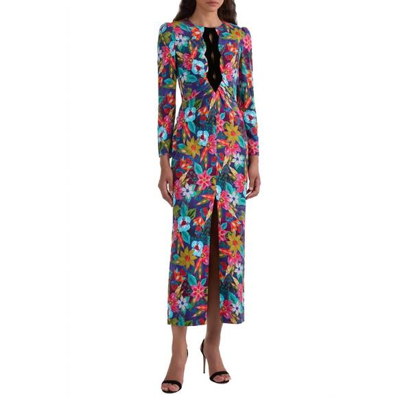 SALONI Dresses & Skirts - NEW SALONI feminine front slit jinx dress in stellate/black